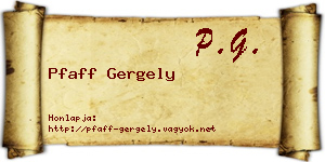 Pfaff Gergely névjegykártya